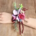 Vintage waldstil künstliche blume handgelenk corsage für hochzeit brautjungfer kleid - Handgelenk-Corsage / Wald Retro Rot (Handgelenk Korsage)