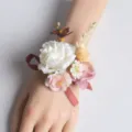 Elegant artificial rose wrist flower for weddings, parties, and special events with ribbon. - Wrist Corsage Style B