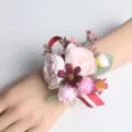 Künstliche Seidenrose Handgelenk Blume Korsage für Hochzeit Brautjungfer Party Dekoration. - Kamelie Handgelenk Corsage