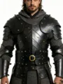 Medieval warrior retro waist belt Halloween cosplay costume leather armor set for men. - Black