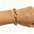 Chic gold chunky chain bracelet for women, minimalist stainless steel link hand jewelry. - 2#