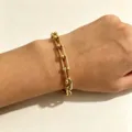 Elegant gold plated link bracelet with modern chain design for stylish women daily wear. - 3#