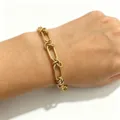 Gold stainless steel link bracelet for women, stylish interlocking chain jewelry piece. - 4#