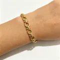 Gold metal link chain bracelet, minimalist stainless steel hand jewelry for daily wear. - Size 6