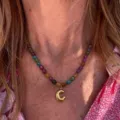 Colorful beaded necklace with gold letter C pendant fashion initial jewelry for women everyday wear - Letter C