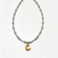 Stainless steel bead necklace with gold bubble letter C pendant trendy fashion clavicle chain - Letter C