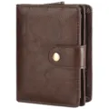 Men brown microfiber leather vintage short wallet multifunctional card holder minimalist style - Gift Box / Coffee