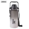 Large capacity 2000ml sports water bottle with strap, gradient matte finish portable tumbler. - Black (2000ml)