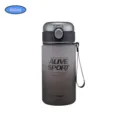 Portable 620ml frosted plastic sports water bottle with strap, grey gradient fitness cup. - 620ml / Black