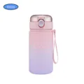 Pink gradient frosted plastic water bottle 620ml portable sports cup with straw and strap. - 620ml / Pink