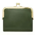 Vintage dark green short women wallet coin purse with gold metal kiss lock frame detail. - Vintage Green