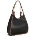 Stylish women's shoulder bag large capacity color block handbag daily casual tote bag. - Black and Brown