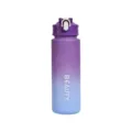 Gradient large capacity water bottle portable plastic sports cup with lock lid for students. - Violet Blue