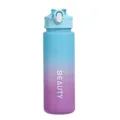 Gradient plastic water bottle with lock lid, portable large capacity sports drink cup for daily use. - Green and Purple