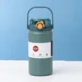 Grosse tragbare Sport Thermosflasche mit Strohhalm Deckel und Griff in Gruen Ausfuehrung. - 1000ml / Blau