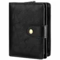Men's Black PU Leather Vintage Short Wallet, Multi-functional Card Holder Coin Purse - Gift Box / Midnight Black