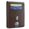 Brown leather minimalist card wallet for men, slim business rfid blocking pocket credit card holder - Smooth Coffee