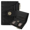 Women short vintage embossed leaf wallet black card holder coin purse clasp closure - Embossed Black