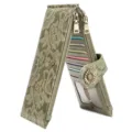 Embossed floral women long wallet with double zipper and multi card slots, green. - Vintage Green