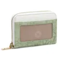 RFID zipper card holder wallet vintage embossed multi-functional coin purse green white - Green White Patchwork