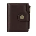 Dark Brown Sunflower Snap Women Short Wallet PU Leather Card Holder Zipper Pocket - Gift Box / Coffee