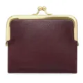 Vintage women short kiss-lock coin purse retro metal frame clasp wallet card holder maroon color - Deep Wine Red