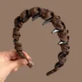 Satin comb headband brown hair hoop non-slip hair accessories for women daily wear - Coffee