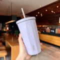 TYESO Purple Faceted Stainless Steel Insulated Tumbler with Straw for Car and Office. - 600ml / Purple