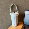 Gobelet isotherme en acier inoxydable blanc avec paille et poignée pour le bureau et voyage. - 600ml / Blanc + Sangle en Silicone