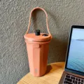 Gobelet isotherme en acier inoxydable facette orange avec paille pour bureau et voiture. - 600ml / Orange + Sangle en Silicone
