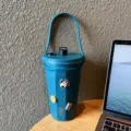 Tyeso gobelet isotherme en acier inoxydable avec charmant pendentif chien de dessin animé. - 600ml / Bleu + Sangle en Silicone