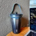 Gobelet isotherme en acier inoxydable avec paille et poignée, design diamant dégradé. - 600ml / Argent Spatial + Sangle