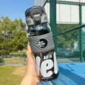 Large capacity sports plastic water bottle with straw, portable outdoor cup for daily use - Single Cup / Black 695ML