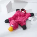 Pink mop velvet platypus dog toy with squeaker, interactive chew toy for small pets. - Pink