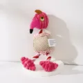Flamingo plush dog toy squeaker cute interactive pet chew toy for puppy and small medium dogs - Rose Red Flamingo