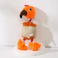Plush flamingo dog toy with squeaker and chew rope, durable interactive pet toy for puppies. - Orange Flamingo