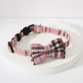 Roze geruite huisdier halsband met mooi strikje en verstelbare riem voor honden en katten - Roze Zwart Geblokt