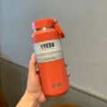 TYESO 500ml Vacuum Insulated Water Bottle Coral Portable Outdoor Sports Drinkware - 500ml / Coral Orange