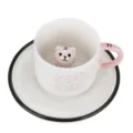 Cute 3D tiger ceramic coffee mug with saucer, creative animal milk cup for home use and gift. - Pink Tiger