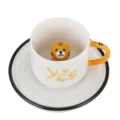 Creative 3D tiger ceramic coffee cup with saucer, cute animal mug for milk and home use. - Yellow Tiger