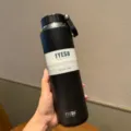 TYESO 710ml vacuum insulated stainless steel water bottle, black sports tumbler for outdoor use. - 24oz / Black