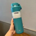 Teal Vacuum Insulated Water Bottle 710ml Portable Sport Drink Flask with Carrying Handle - 24oz / Teal