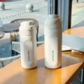 Sitarayuri large capacity stainless steel sport vacuum water bottle for outdoor and travel use - White