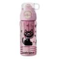 Bouteille d'eau à paille chat de dessin animé rose pour enfants, joli gobelet portable mignon. - Rose
