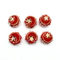 Vista detallada de cuentas de luna estrella de resina roja, accesorios de manualidades DIY. - 22mm (1 Pieza) / Rojo Claro