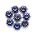 Detailansicht dunkelblauer Harz-Smiley-Perlen mit goldenem Gesicht, ideal für DIY-Bastelarbeiten. - 22mm (1 Stück/Packung) / Blau