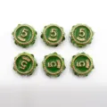 Grüne Kunstharz-Perlen mit der Nummer 5, goldenem Rand und Perlen für DIY-Schmuckherstellung. - 22mm/1 Stück Packung / Grün