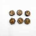 Minimalistische runde Nummer 5 Harz Perlen mit Goldrand Perlrand fuer DIY Schmuck Anhaenger - 22mm/1 Stück Packung / Braun