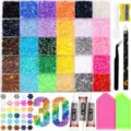 30 Grids 3mm Resin Flatback Rhinestones DIY Craft Nail Art Gemstone Set with Tools - 30 Grids