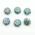Blaue fünfblättrige Harzperlen mit Goldrand und Perlen für DIY-Schmuck und Stiftdekoration. - 22mm/1 Stück / Seeblau
